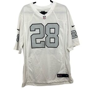 Nike NFL Mens White On Field Raiders Josh Jacobs Short Sleeve Game Jersey Large